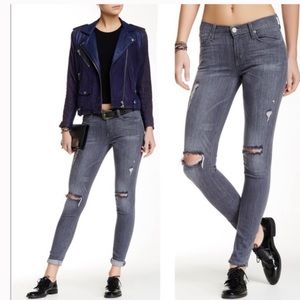 Hudson gray mid rise shine skinnies distressed